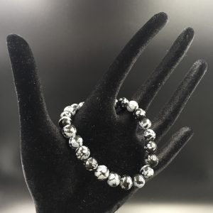 Bracelet en obsidienne flocon de neige perles de 8mm