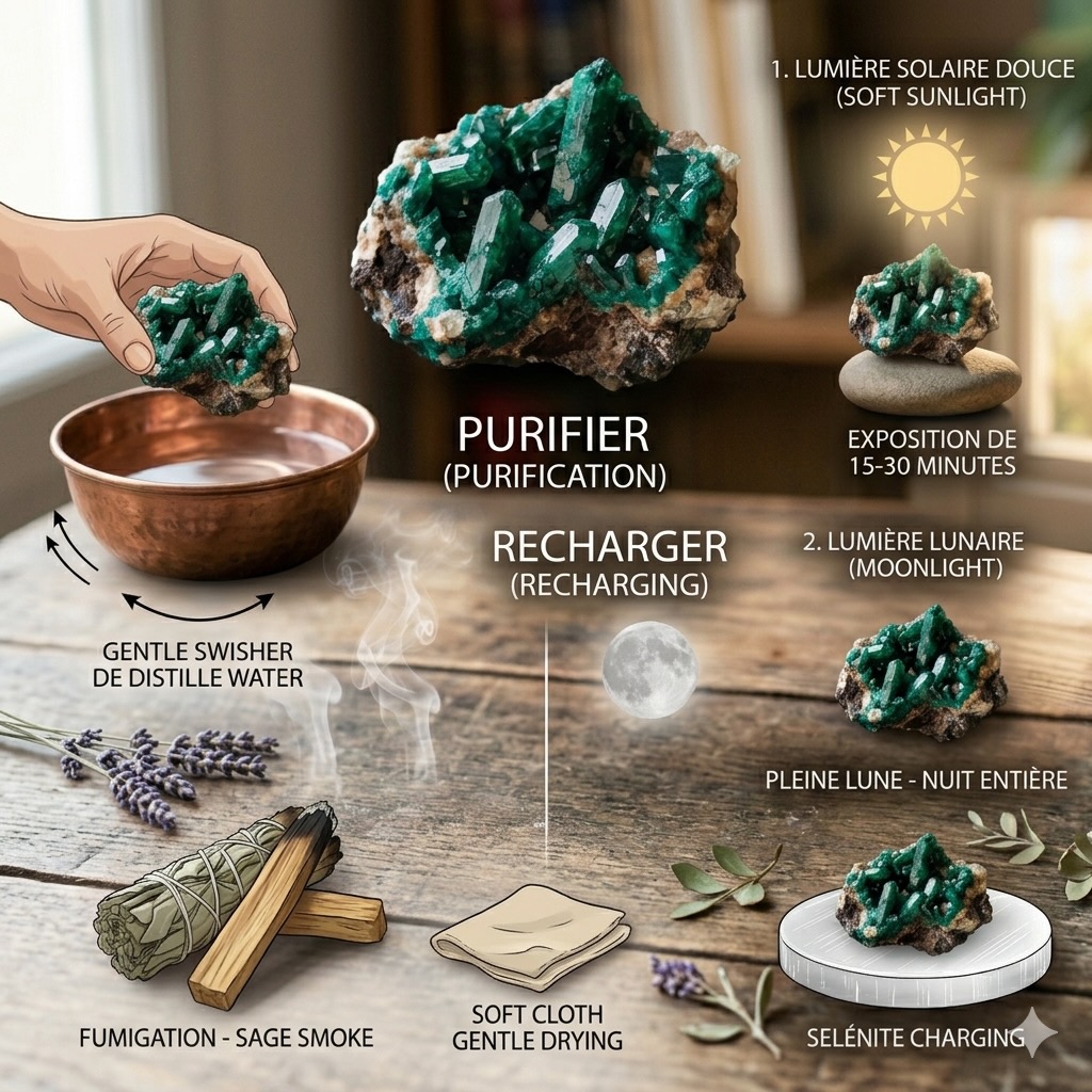 Entretien Comment Purifier et Recharger la Dioptase ?