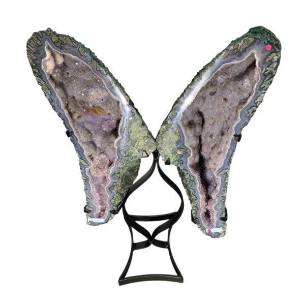 Géode de Calcédoine sur Agate "Ailes de Papillon" – Image 8