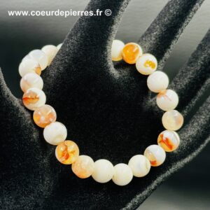Bracelet en Agate Blanche du Brésil «perles 8 mm»