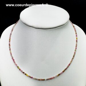 Collier en Tourmaline Multicolore du Brésil “perles facettées 2mm”