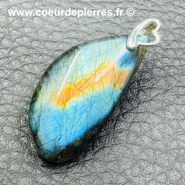 Pendentif Labradorite Doré Bleu (réf ltm14) – Image 2