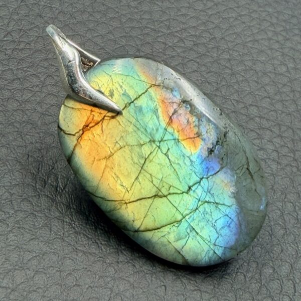 Pendentif Labradorite Doré Bleu