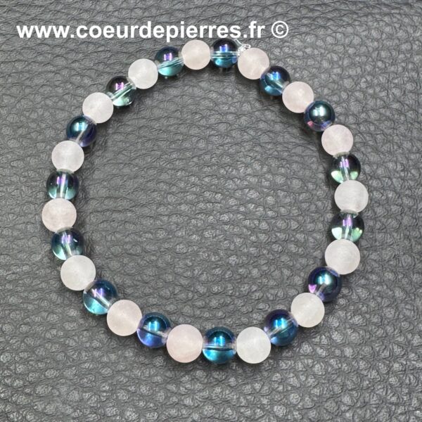 Bracelet Quartz Rose et Aqua Aura «perles 6 mm» – Image 3