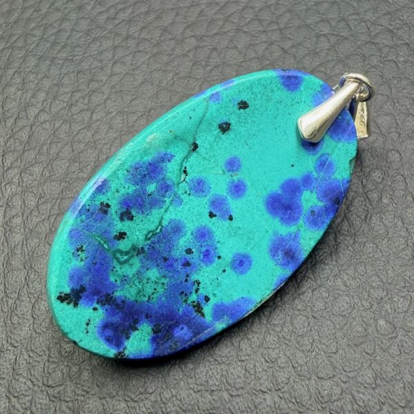 Pendentif en azurite malachite, chrysocolle du Pérou (réf az10) – Image 3