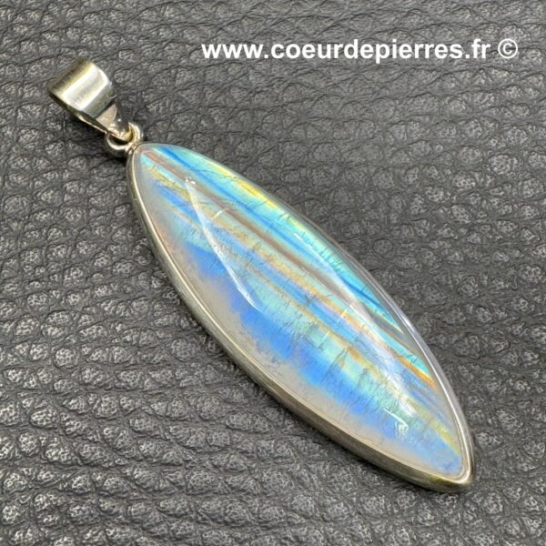 Pendentif en Péristérite "Pierre de Lune Arc-en-Ciel" (réf ppl27) – Image 3