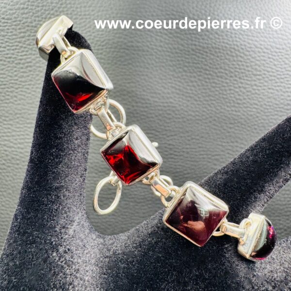 Bracelet grenat rouge et argent