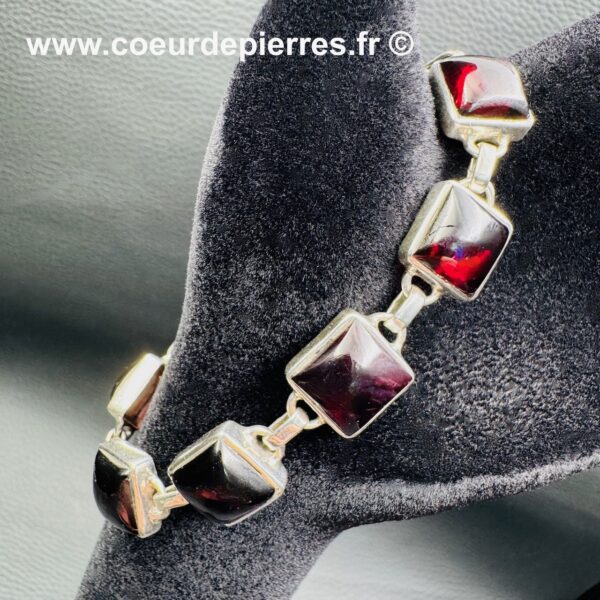 Bracelet grenat rouge et argent