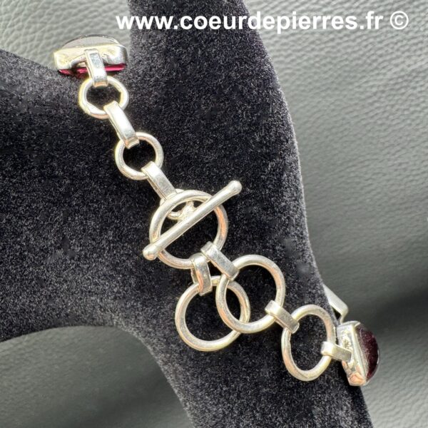 Bracelet grenat rouge et argent