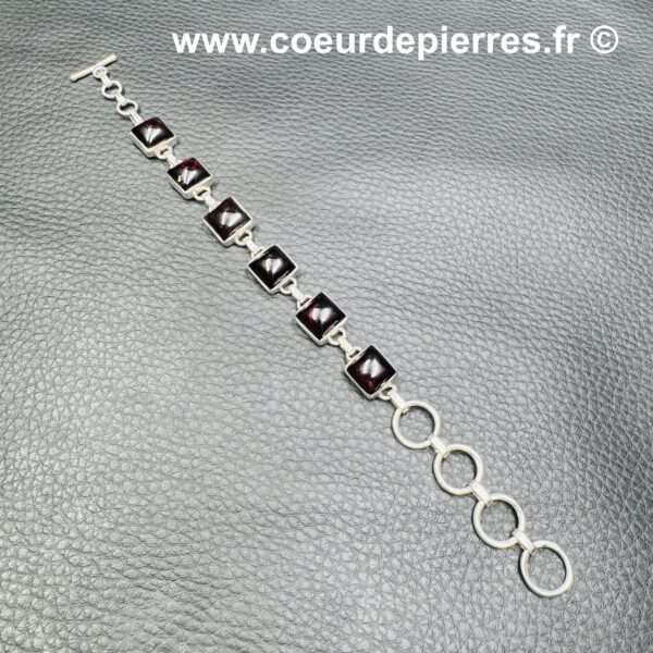 Bracelet grenat rouge et argent