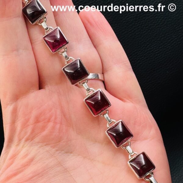 Bracelet grenat rouge et argent