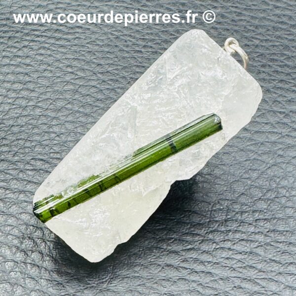 Pendentif en Tourmaline Verte sur Quartz (réf t14) – Image 3
