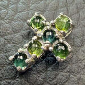 Pendentif Croix Tourmaline Bleue et Verte