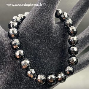 Bracelet en tourmaline noire du Brésil “perles facettés de 8mm”