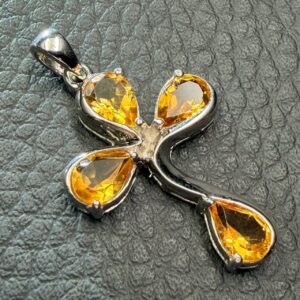 Pendentif Croix en Citrine