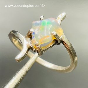 Bague argent avec opale welo d’Ethiopie taille 59 (réf bo6)