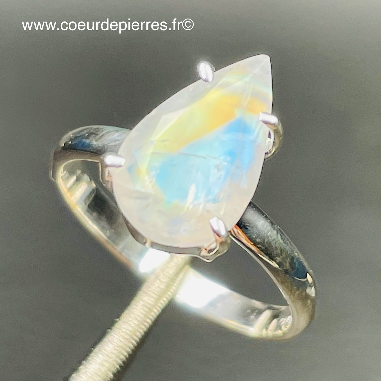 Bague réglable en Péristérite (BAGA72)