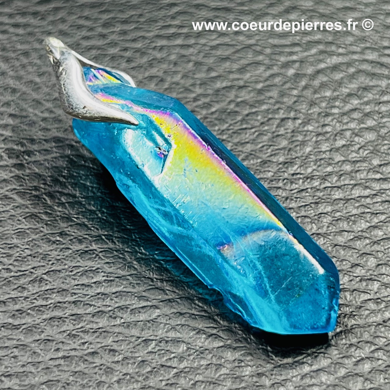 Pendentif cristal de roche aqua-aura (réf aa2)