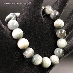 Bracelet en chrysobéryl « oeil de chat » perles 10mm