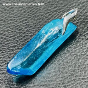 Pendentif cristal de roche aqua-aura (réf aa8)