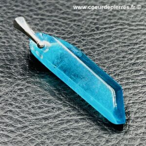 Pendentif cristal de roche aqua-aura “galet” (réf aa11)