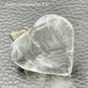 Pendentif en cristal de roche du Brésil « coeur » (réf cr8)