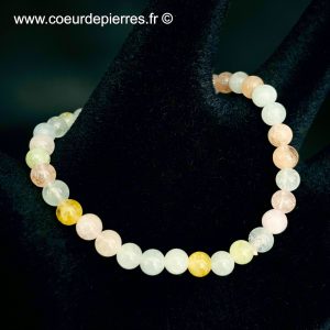 Bracelet en Béryl, Aigue-marine et Morganite “perles de 4 mm” (taille enfant)