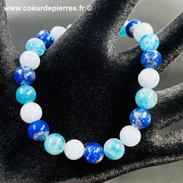 Bracelet Apatite Bleue lapis lazuli aigue marine