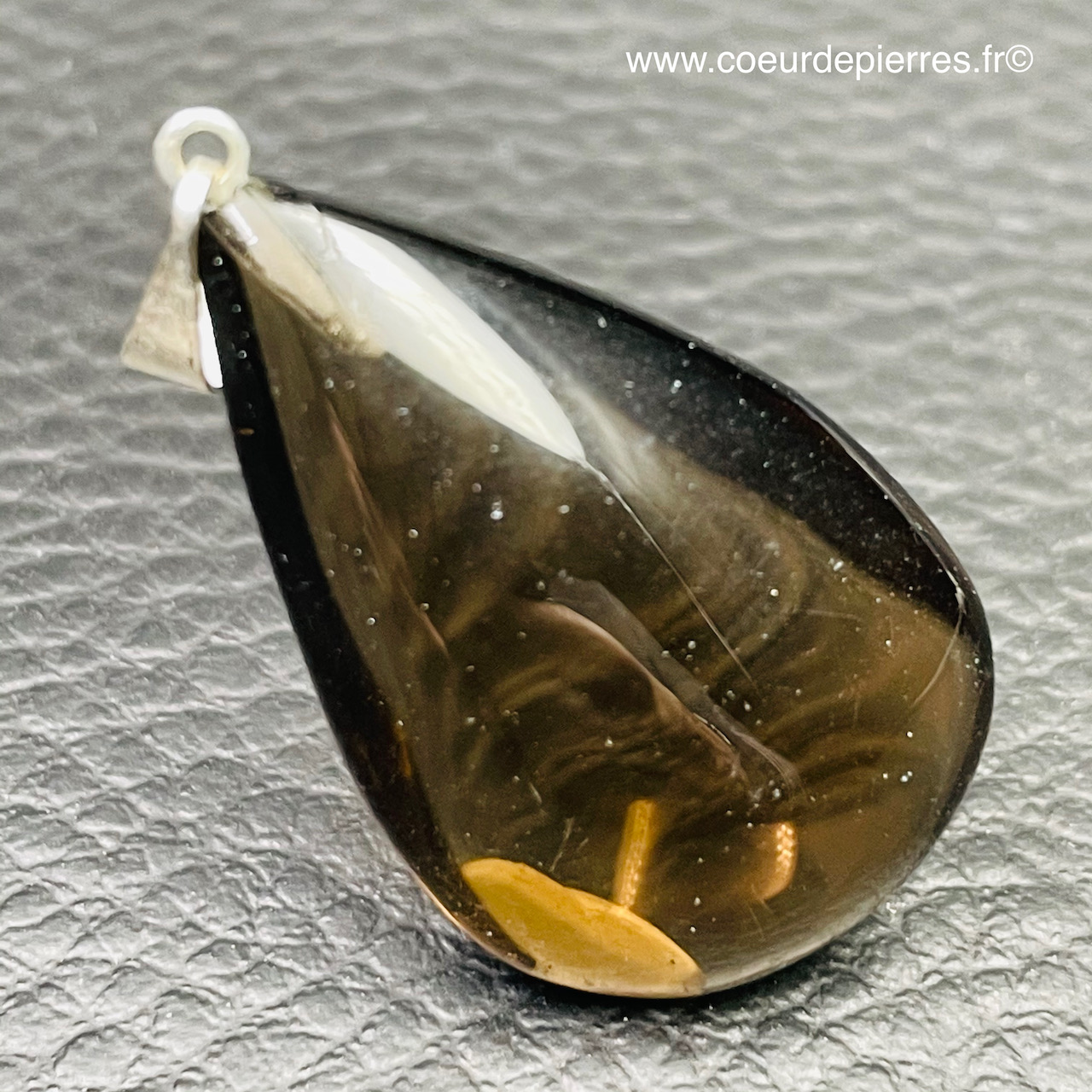 Collier PIerre Percée Quartz Fumé du Brésil A