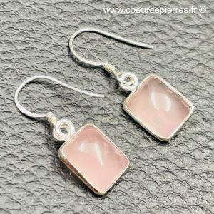 Boucles d’oreilles en quartz rose (réf boqr9)