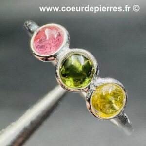 Bague avec tourmaline multicolore