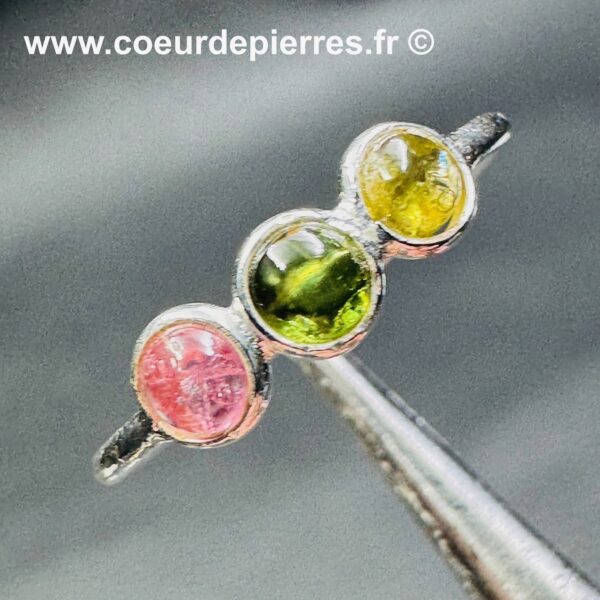 Bague avec Tourmaline Multicolore "Taille 59" (réf bat25) – Image 2