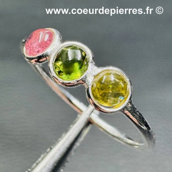 Bague avec Tourmaline Multicolore "Taille 59" (réf bat25) – Image 3