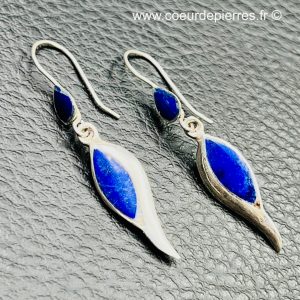 Paire de boucles d’oreilles en lapis lazuli D’Afghanistan (réf bl2)