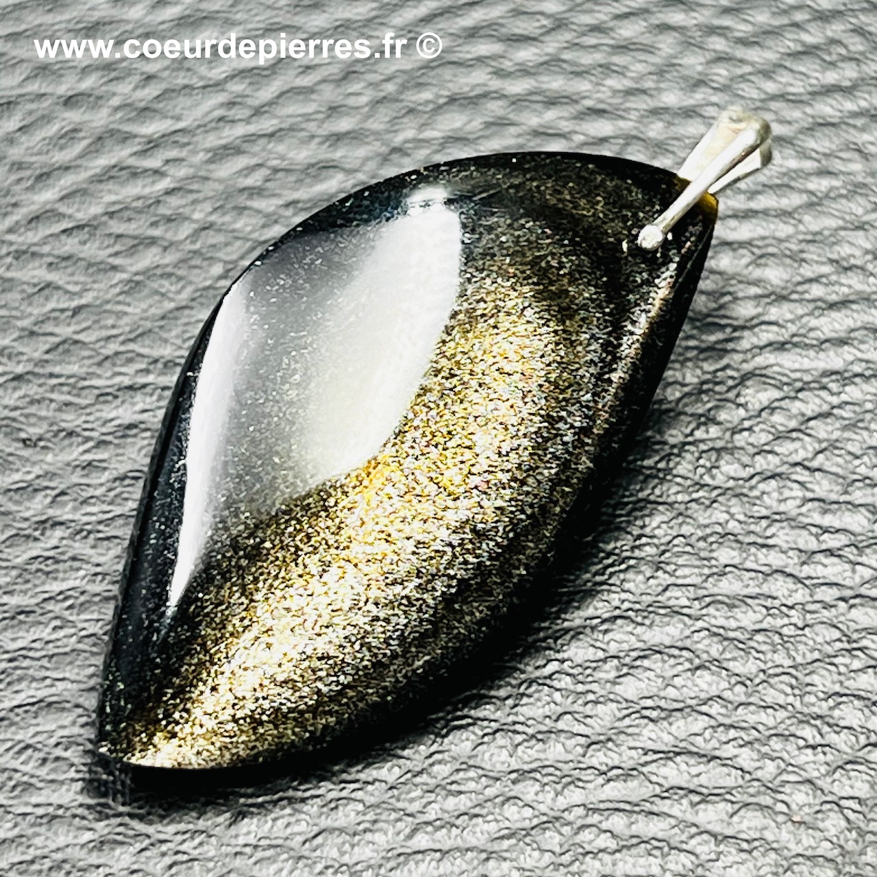 Pendentif en obsidienne argentée du Mexique (réf oa7)
