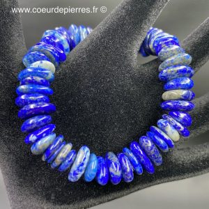 Bracelet en lapis lazuli d’Afghanistan “perles plate”