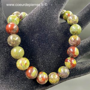 Bracelet en épidote avec cuprite (dragon stone) du Brésil « perles de 8mm »