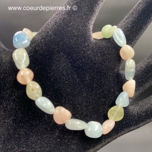 Bracelet en Béryl, Aigue-marine et Morganite “perles ovale”