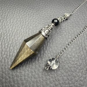 Pendule Hexagonale en Obsidienne Dorée