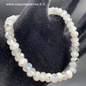 Bracelet en péristerite “labradorite blanche” perles ovale facettées