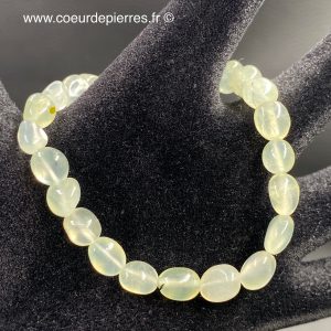 Bracelet en prehnite avec inclusions d’epidote “perles ovale”