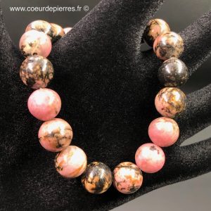 Bracelet en rhodonite de Madagascar perles de 10mm