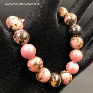 Bracelet en rhodonite de Madagascar perles de 10mm