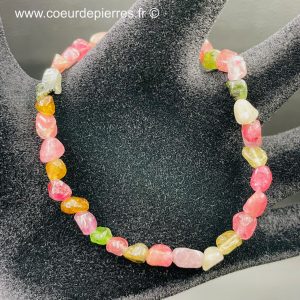 Bracelet en tourmaline multicolore du Brésil « pierres roulées »