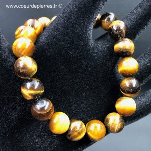 Bracelet en oeil de tigre d’Afrique du Sud “perles de 10mm”