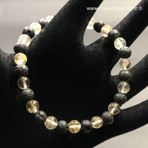 Bracelet en citrine et pierres de lave “perles 6 mm”