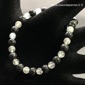 Bracelet perles en labradorite et pierre de lave de Madagascar « perles de 6 mm »