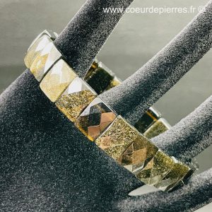 Bracelet en obsidienne doré du Mexique “plaquettes facettées”