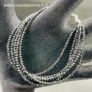 Bracelet en spinelle noir de Madagascar (7 rangs) “perles facettés de 2 mm”