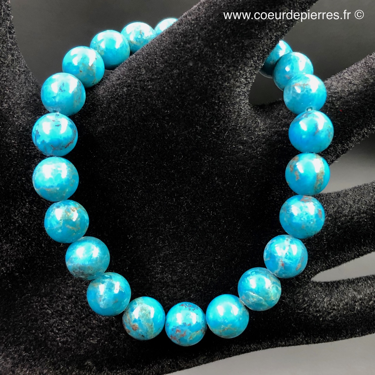 Véritable Bracelet perles naturelles Apatite bleu 8mm lithothérapie bijoux